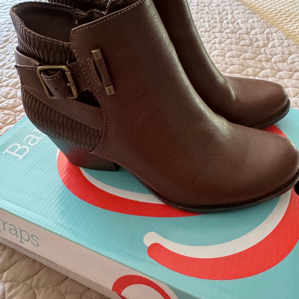 BareTraps Brown Ankle Booties with Buckle Detail